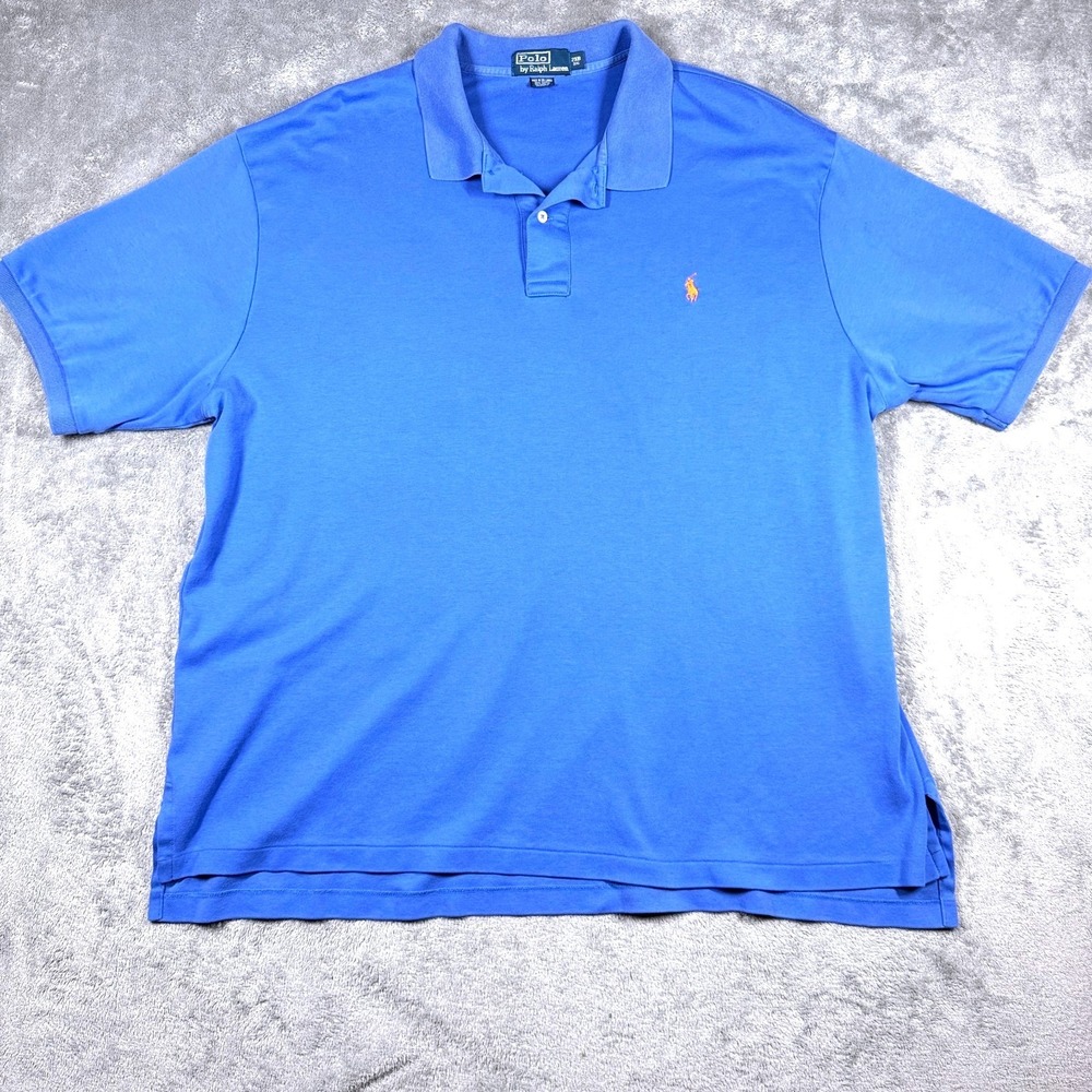 Ralph Lauren Polo Men's 2XB Blue Orange Pony Embroidered Logo Preppy